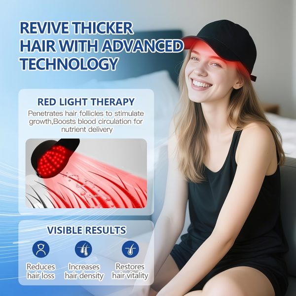 Beuchan 1pc Home And Outdoor Travel Red Light Relax Hat with Four Adjustable Modes. Used for Hair Growth - Reducing Hair Loss - Targeted Infrared Red Light Treatment to Support Scalp Health. Suitable As A Holiday Gift. - Image 7