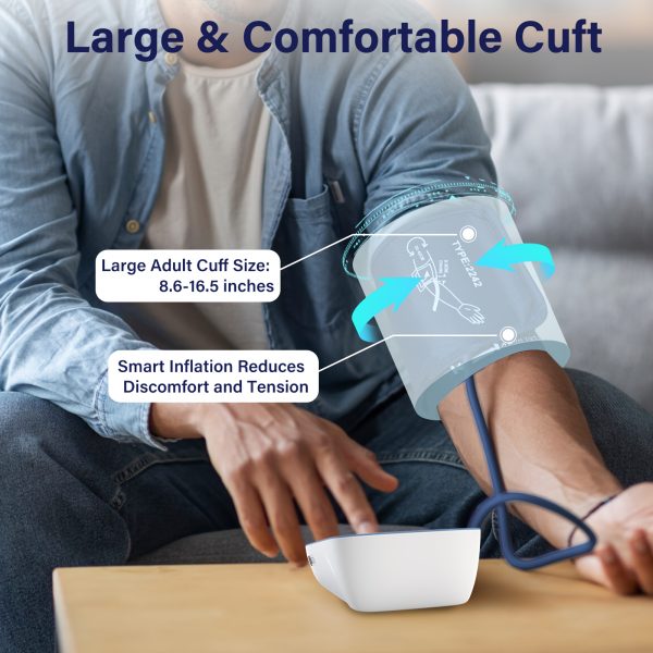 Blood Pressure Monitor For Home Use, Upper Arm Blood Pressure Monitors, BP Machine With 2x199 Reading Memory, Adjustable Arm Cuff 9"-16", Large Display With Light Storage Bag - Image 3