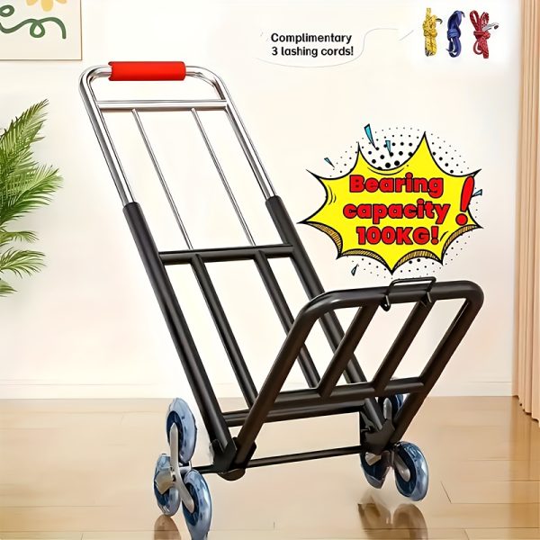 1pc Folding Trolley, with Wheel Design, Is Convenient for Climbing Stairs. It Is A Portable Aluminum Trolley with A Telescopic Handle And Rubber Wheels, Suitable for Moving, Shopping, Traveling And Office Use - Image 6