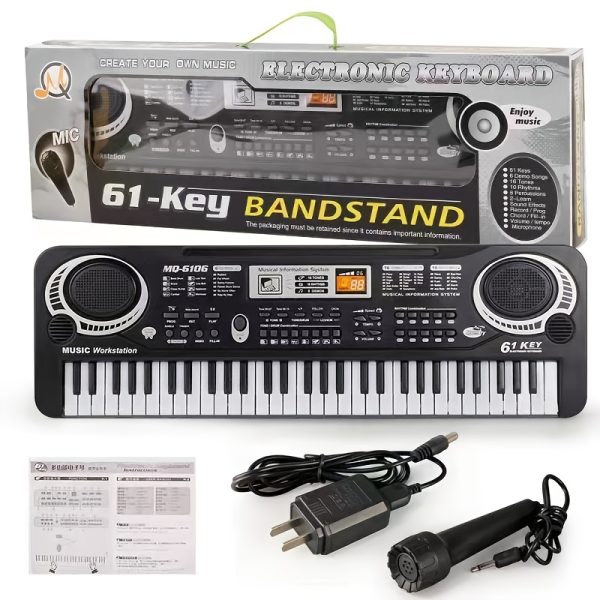 61-Key Portable Electronic Piano Keyboard with Built-in Microphone - Full-Size Piano Keys, USB-Powered Keyboard (No Batteries Needed), Lightweight & Compact Design for Home, Travel, Studio, Beginners - Ideal for Learning & - Black Electronic Piano, Home Studio Setup, Stylish Music Gear, Reliable Performance Gear, Beginner Musicians - Image 6