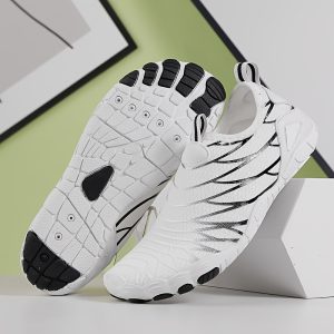 [Water Shoes] Unisex Breathable Slip-On Water Shoes - Lightweight Quick-Dry Mesh Upper & Rubber Sole, Striped Design for Hiking, Running, Travel, Daily Wear - Modern Unisex Casual Sneakers, Water Sports Footwear, Sleek Shoe Design, EVA Comfort Insole