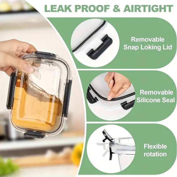 24pcs Food Storage Containers, Kitchen Organizers Leakproof Meal Prep Containers Local Warehouse 24pcs Including 12pcs Glass Containers with 12 Lids, Airtight Freezer Safe Containers, Glass Meal Prep Container, for Pantry And Kitchen Organization - Image 7