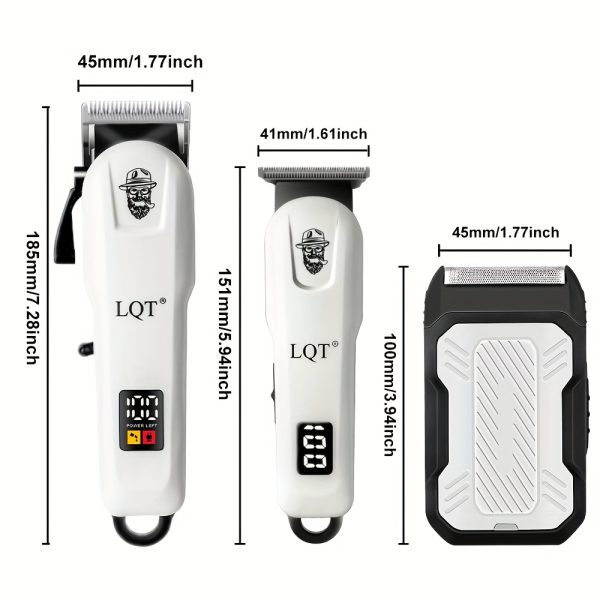 LQT 2/3pcs Electric Hairdressing Set/Men's Professional beauty and hairdressing Set/Holiday Gift Box/Suitable for families and barber shops/Digital display/LCD display screen/USB charging/ the perfect holiday gift for Father's Day and Valentine's Day - Image 4