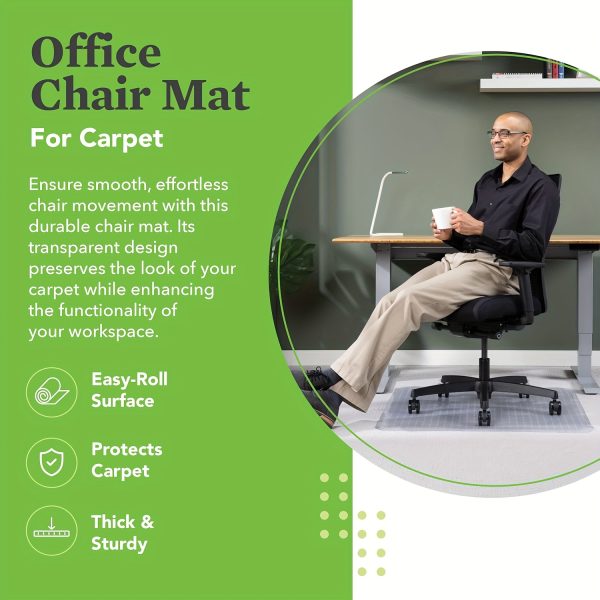 Office Chair Mat for Low Pile Carpeted Floors, Clear Carpet Chair Mats for Home & Office, Studded Floor Mat for Office Chair On Carpet(36" X 48") - Image 3
