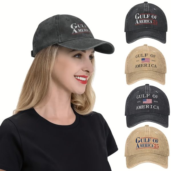 2/1 Pack Gulf Of America Patriotic Trucker Hat - Adjustable Baseball Cap For Men & Women, Vintage Style With Geometric Design, Black With Red & White Accents, Casual Leisure Wear - Image 5