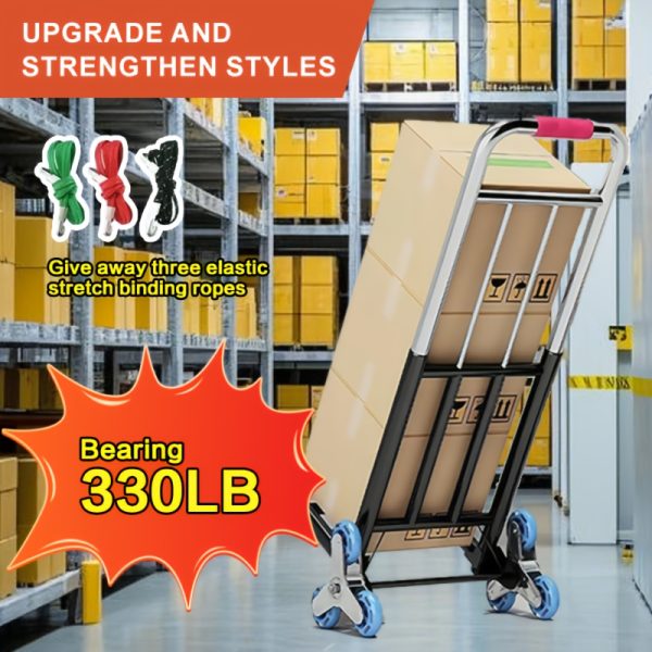 1pc Folding Trolley, with Wheel Design, Is Convenient for Climbing Stairs. It Is A Portable Aluminum Trolley with A Telescopic Handle And Rubber Wheels, Suitable for Moving, Shopping, Traveling And Office Use - Image 3