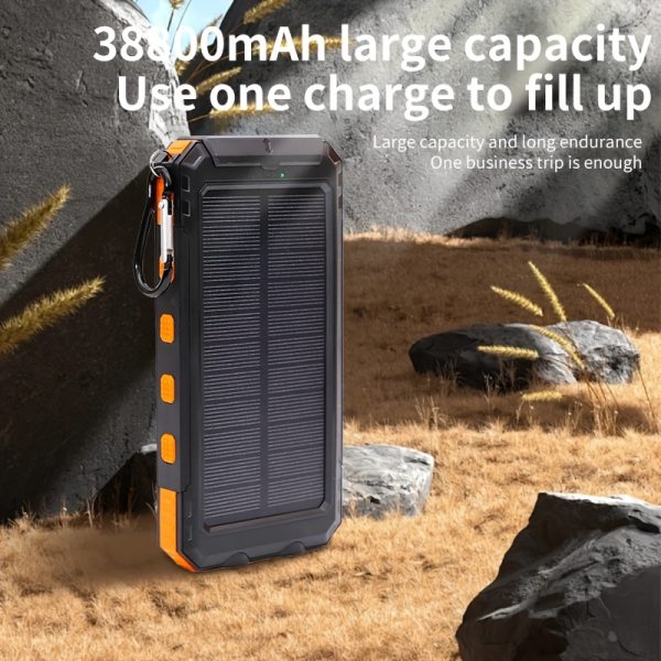 [Solar Power Bank 38800mAh]Outdoor USB-C Portable Charger with Flashlight & Compass | High Quality Solar Phone Charger for Camping Hiking Travel - Image 7