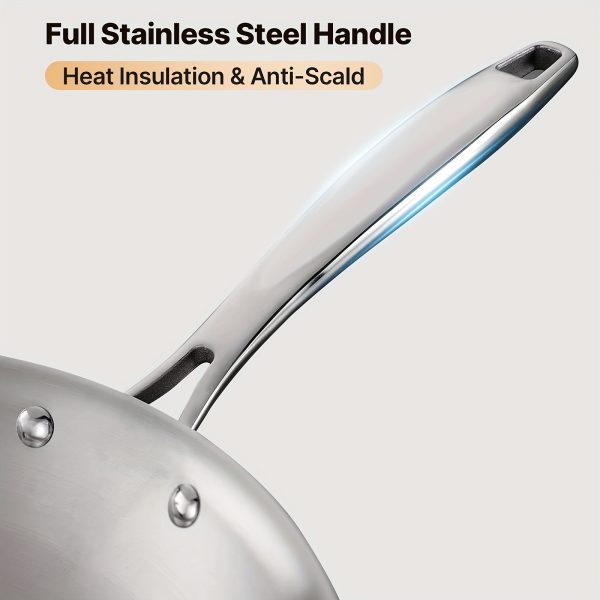 3pcs Stainless Steel Frying Pan Set, 8.66/9.44/10.23 Inch Multifunctional Skillets and Omelette Pans, Food Grade and Induction Compatible, Professional Kitchen Utensils for Gas Stoves, Induction Cookers, Essential Home Kitchen Supplies for Chefs - Image 8