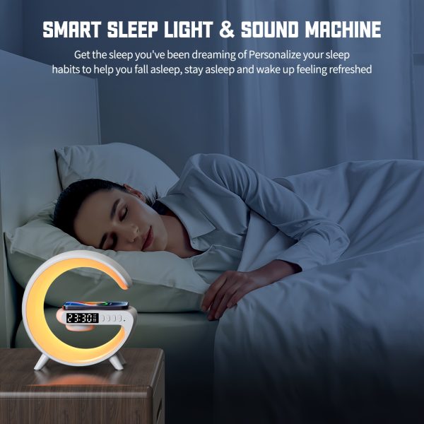 [Wireless SoundMaster] Wireless SoundMaster | Portable Speaker With Fast Wireless Charging, Rhythm RGB Light Show, Sunrise Alarm Clock, Bedroom Wake-up Light, Dimming Desk Lamp, And Bedside Companion - Image 8