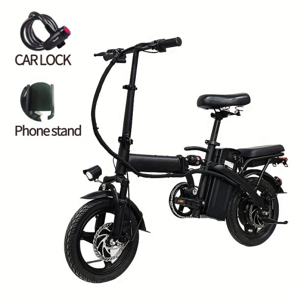14 Inch Foldable Adult Electric Bicycle, Clearance Dealership, 500w Motor, Maximum Speed Of 20 MPH, 48V 10.4Ah Lithium Battery, 14 Inch Tires, Portable Folding Design, Outdoor Cycling Exercise, Urban Commuting Travel, Detachable Lithium Battery - Image 7