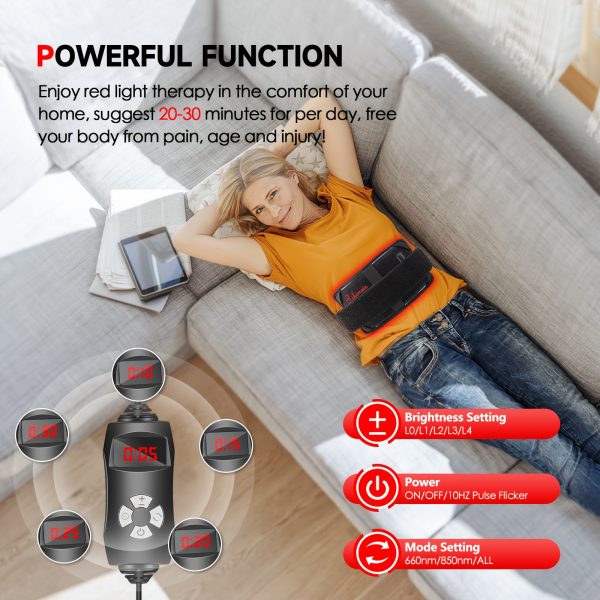 60 LED Red Light Therapy Belt For Men - Adjustable Timer Heating Pad, Father'S Day Gifts For Dad/Husband/Boyfriend, Sciatica Back Pain, Office & Car Seat Massager With Medical-grade LEDs - Image 7