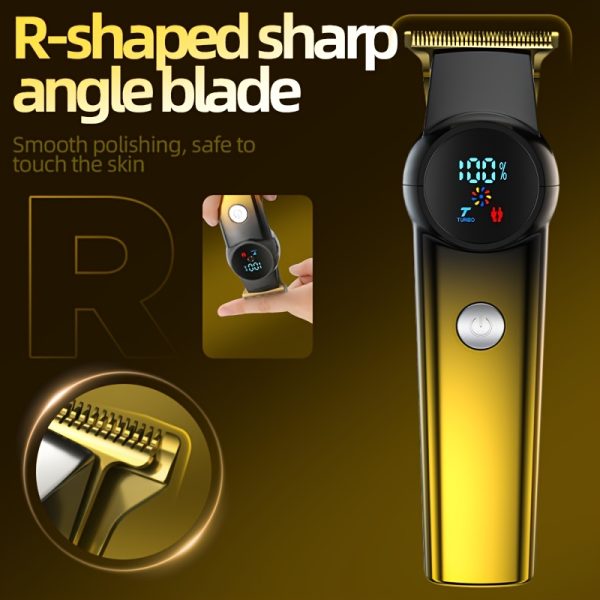 3pcs/se 1pc/sett Men's Professional Golden Hair Clipper & Trimmer Set - USB Rechargeable Hair Cutting Kit with LCD Display Including Electric Shaver, T-Blade Trimmer, 8 Limit Combs, 3 USB Cables, 3 Cleaning Brushes & Combs - The Ideal Gift - Image 12