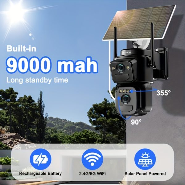 High Quality [10x Zoom] 360-degree Low-power CCTV Solar Panel Battery 2K WiFi Camera with Spotlight Alarm, Motion Detection, Color Night Vision, Two-way Audio - Image 8