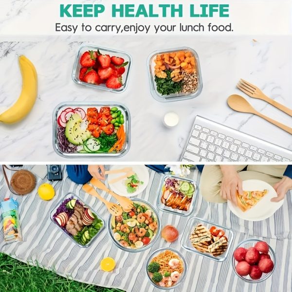 24pcs Food Storage Containers, Kitchen Organizers Leakproof Meal Prep Containers Local Warehouse 24pcs Including 12pcs Glass Containers with 12 Lids, Airtight Freezer Safe Containers, Glass Meal Prep Container, for Pantry And Kitchen Organization - Image 8