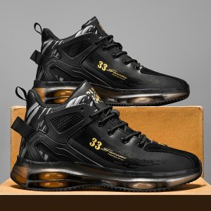[Lightweight Sneakers] Lightweight Men's Sneakers | Low-Top Lace-Up Design - Cushioned Midsole - Non-Slip Rubber Outsole - PU Upper - Black - for Casual & Formal Events, Gym Footwear, Sporty Look, Breathable Lining, Versatile Footwear, Fitness Enthusiasts, Durable Construction, Training Footwear