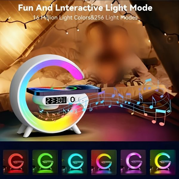 [Wireless SoundMaster] Wireless SoundMaster | Portable Speaker With Fast Wireless Charging, Rhythm RGB Light Show, Sunrise Alarm Clock, Bedroom Wake-up Light, Dimming Desk Lamp, And Bedside Companion - Image 6