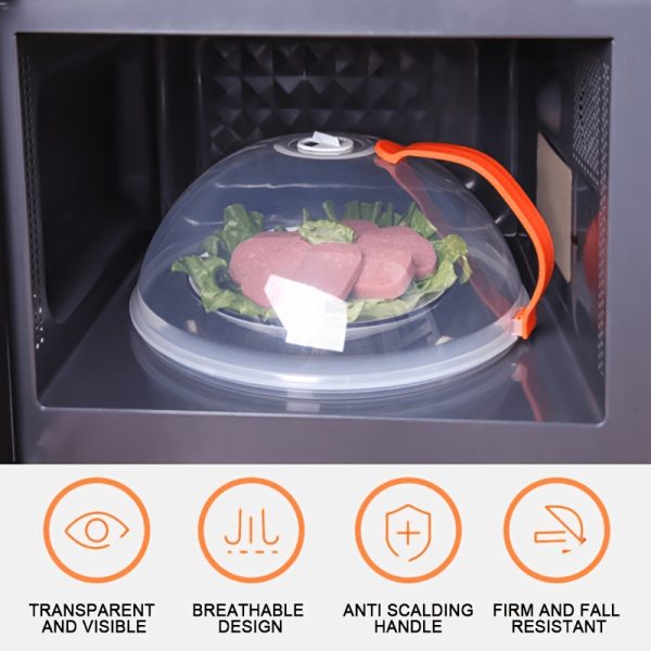 [Microwave Food Cover] 1pc Microwave Food Cover, Splash Proof Food Cover Lid with Steam Vents And Handle Microwave Oven Heating Cover, Steam Vent Microwave Oven Tray Cover Bowl Cover, Easy to Grip, Suitable for Microwave Ovens And Kitchen Supplies - Image 2