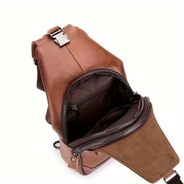 [New Leather Chest Bag] 2024 New Large Capacity Pure Leather Men's Chest Bag | First Layer Cowhide Crossbody Bag - Image 4