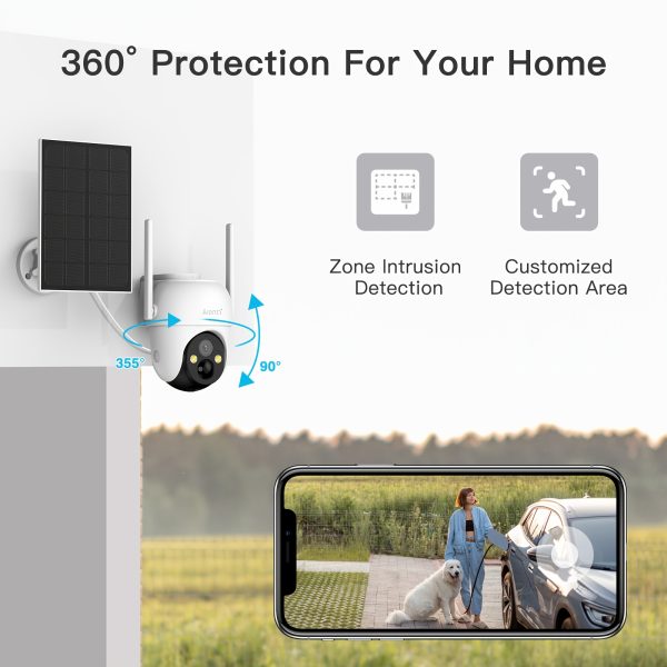 4pcs Solar Powered Outdoor Wireless Security Camera 1296P FHD, 3MP FHD Video Resolution Battery Powered CCTV Camera for Home Security Cloud/SD No Monthly Fee AI Motion Detection Spotlight IP65 Waterproof Color Night Vision 2-Way Audio View App Control - Image 7