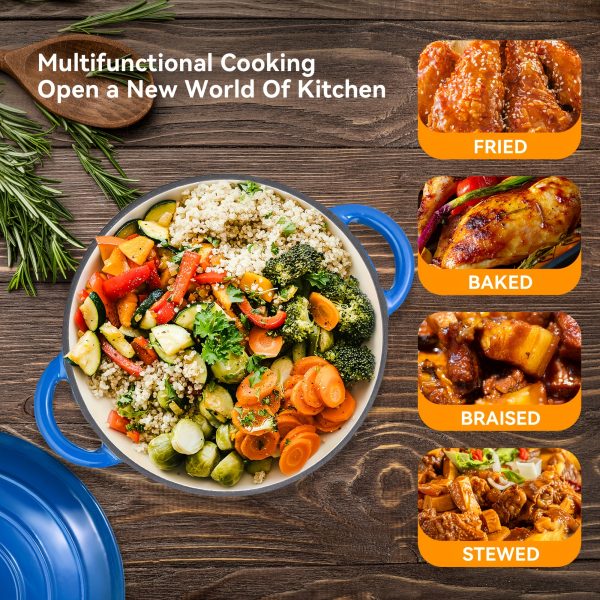 6 Quart Enameled Cast Iron Dutch Oven With Lid, Premium Durability Oven Safe Up To 500°F, Heavy Duty Cookware Perfect For Bread Baking, Stews, Braising & Roasting - Image 10
