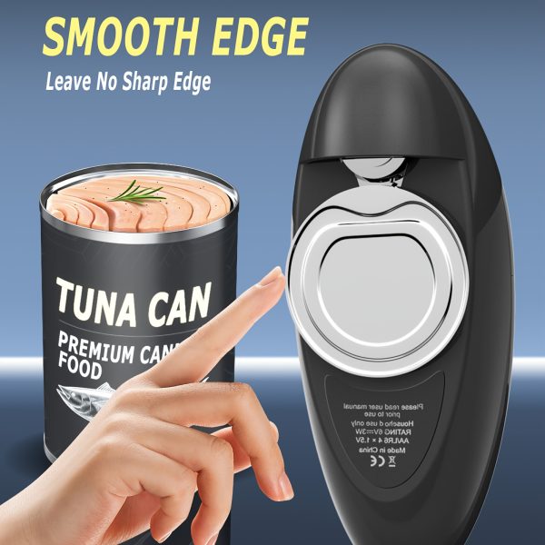 Electric Can Opener, One-Touch Automatic Can Opener with Smooth Edge, Battery Operated Handheld Can Opener for All Can Sizes, Best Kitchen Gadget for Seniors, Arthritis, and Weak Hands, Gifts (Black) - Image 2