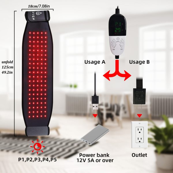 ELVISH Red Light Therapy Belt, 660 Nm 850 Nm, Upgraded 3 In 1 LED Beads, Relieves Muscle And Back Fatigue Red Light Therapy Belt With Clockwork Timer Remote Control, Suitable For Both Men And Women, Perfect For Holiday Gifts! - Image 4