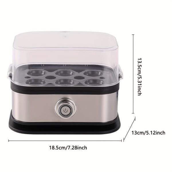 Premium Electric Quick Egg Cooker, 6 Eggs Cooked, 7-in-1 Function with Tray Lid for Soft Boiling/Medium Boiling/Egg Frying/Baking Vegetables And Steaming, Stainless Steel - Image 4