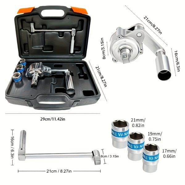 One Set Of Steel Torque Multiplier Wrench Set with 17mm-19mm-21mm Socket - Image 4