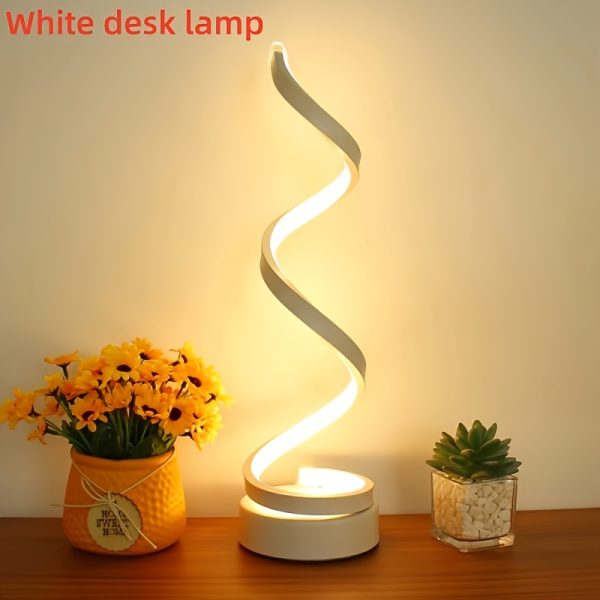 Bedside Table Lamp for Bedroom - 2/1 Pack Touch Lamp USB C Charging Ports, 3 Way Dimmable Modern Minimalist Dimmable Spiral Table Lamp for Living Room, Desk, LED Bulb Included (Black/White) - Image 8