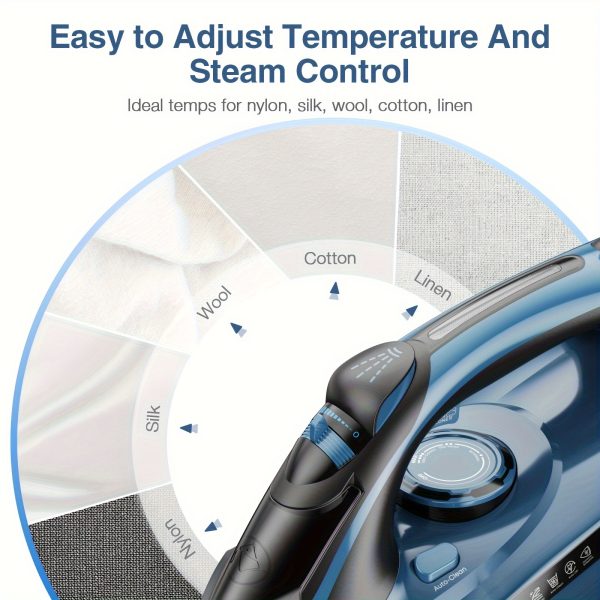 [Steam Iron] Powerful Steam Iron, Stainless Steel Soleplate Iron With Retractable Cord | Auto-off, Anti-Drip, Ironing, Clothes Iron - Image 8