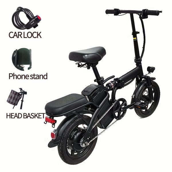 14-Inch Lightweight Folding Electric Bike, 500W Motor, 20 MPH, Long-Lasting Battery Life with Removable 48V 10.4AH Lithium Battery, Front Light & Disc Brake, Alloy Steel Frame, Black - Urban Commuter Style, Durable Design, Perfect Gift for Adults (Clearance Deal) - Image 8