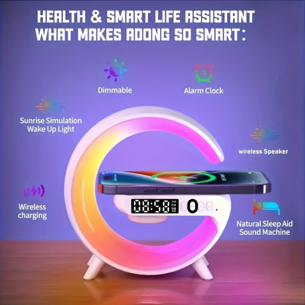 [Wireless SoundMaster] Wireless SoundMaster | Portable Speaker With Fast Wireless Charging, Rhythm RGB Light Show, Sunrise Alarm Clock, Bedroom Wake-up Light, Dimming Desk Lamp, And Bedside Companion - Image 5
