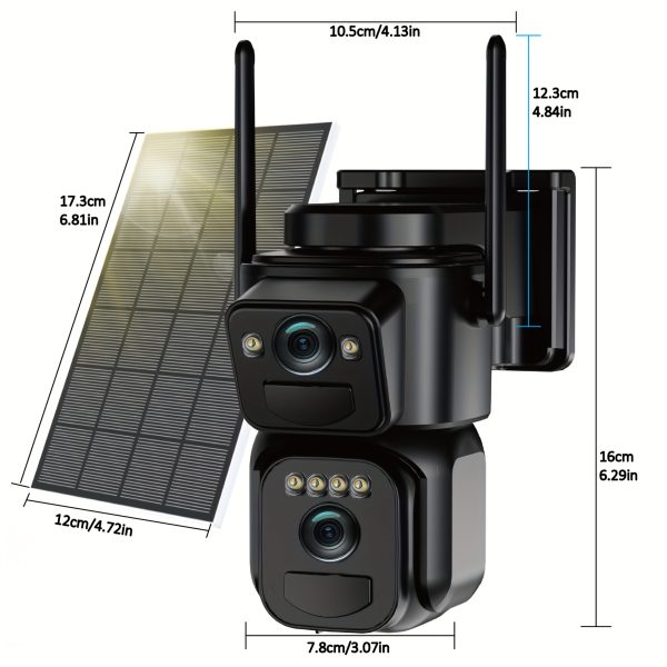 High Quality [10x Zoom] 360-degree Low-power CCTV Solar Panel Battery 2K WiFi Camera with Spotlight Alarm, Motion Detection, Color Night Vision, Two-way Audio - Image 2