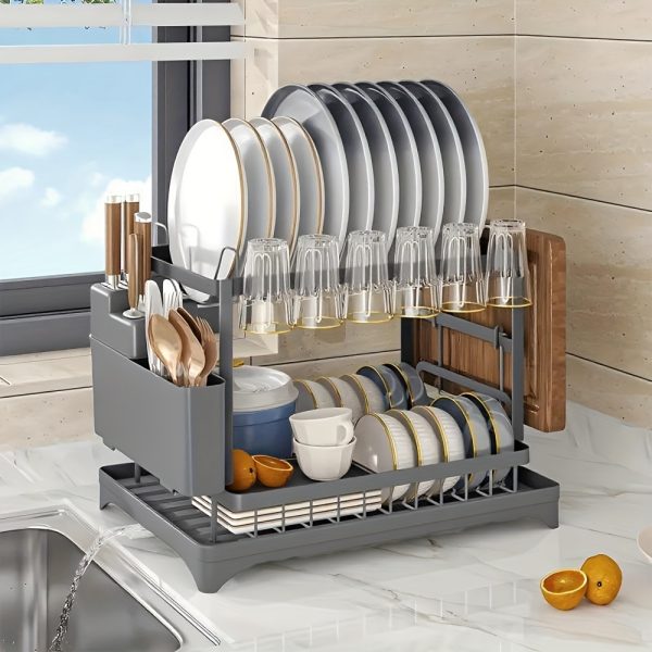 2 Tier Dish Drying Rack For Kitchen Counter - Image 7