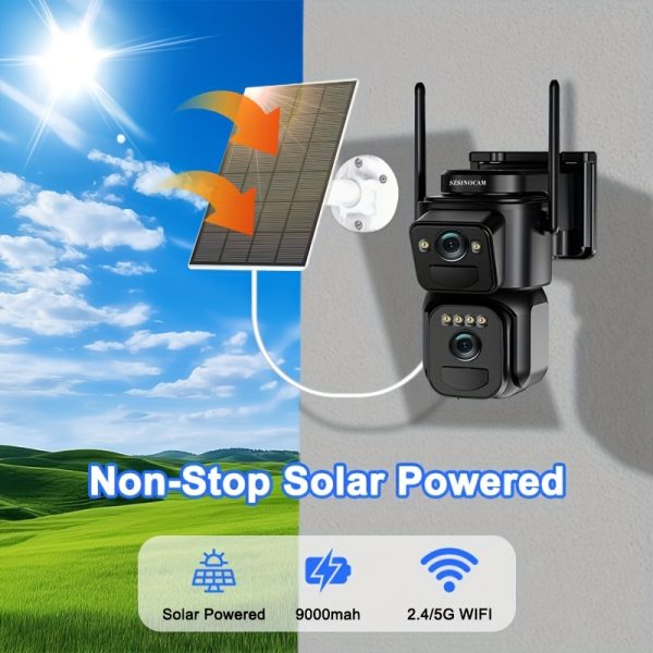 High Quality [10x Zoom] 360-degree Low-power CCTV Solar Panel Battery 2K WiFi Camera with Spotlight Alarm, Motion Detection, Color Night Vision, Two-way Audio - Image 7