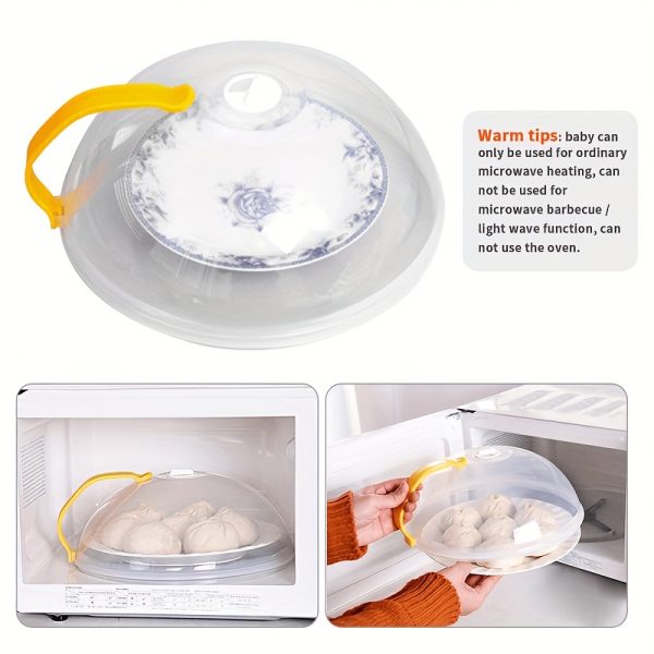 [Microwave Food Cover] 1pc Microwave Food Cover, Splash Proof Food Cover Lid with Steam Vents And Handle Microwave Oven Heating Cover, Steam Vent Microwave Oven Tray Cover Bowl Cover, Easy to Grip, Suitable for Microwave Ovens And Kitchen Supplies - Image 4