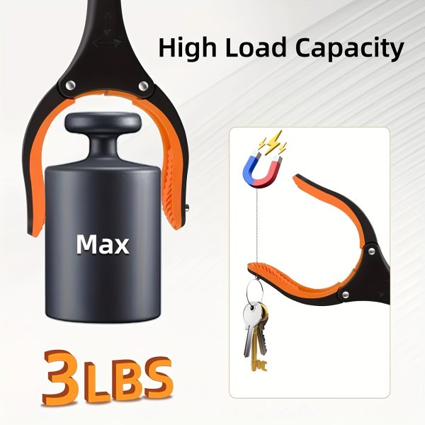 Heavy-Duty 32" Folding Orange Gripper Tool with 360° Rotating Head, 4" Wide Claws & Strong Magnetic Tip - Lightweight Stainless Steel Garbage Picker for Hotels, Home, Office Cleaning, Hotel Housekeeping Equipment, Durable Construction - Image 4