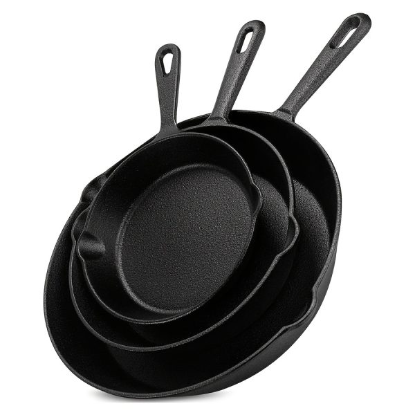 [Cast Iron Skillet] 3pcs/4pcs/5pcs Cast Iron Skillet Set | 6 Inch/8 Inch/10 Inch Cast Iron Frying Pan, Household Pan, Kitchen Accessories, Home Cook, Cast Iron Pan Without Coating Set - Image 4