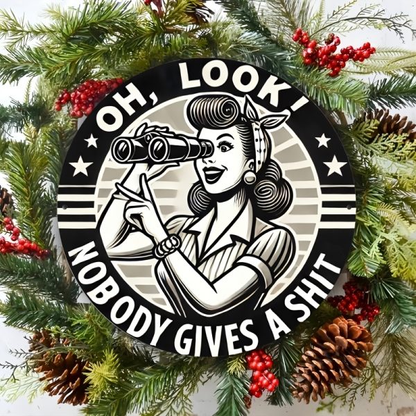 [Humorous Iron Sign] Humorous 8x8 Inch Round Iron Sign, 1pc "Nobody Gives a Shit" Wall Art | Decorative Metal Plaque for Home, Garage, Street, Backyard, Club, Bar, Cafe - Gift Idea - Image 5