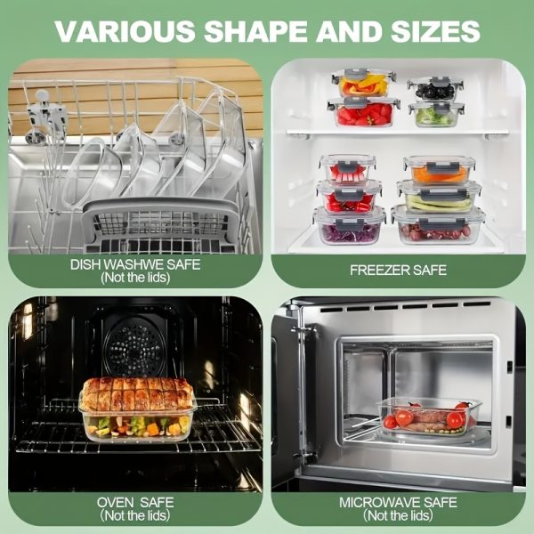 24pcs Food Storage Containers, Kitchen Organizers Leakproof Meal Prep Containers Local Warehouse 24pcs Including 12pcs Glass Containers with 12 Lids, Airtight Freezer Safe Containers, Glass Meal Prep Container, for Pantry And Kitchen Organization - Image 6