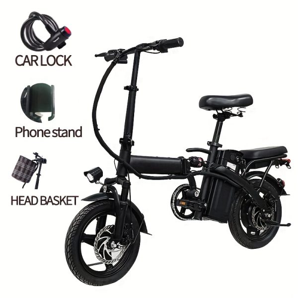 14 Inch Foldable Adult Electric Bicycle, Clearance Dealership, 500w Motor, Maximum Speed Of 20 MPH, 48V 10.4Ah Lithium Battery, 14 Inch Tires, Portable Folding Design, Outdoor Cycling Exercise, Urban Commuting Travel, Detachable Lithium Battery - Image 8