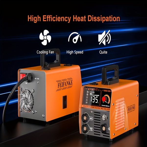 FEIFANKE MIG135 Heavy-Duty Commercial/Industrial Welding Machine - 110V/220V Dual Voltage, 120A DC Welder with Gasless MIG, Lift TIG, MMA/ARC, Flux Core - Compact Welder for Carbon & Stainless Steel, Workshop, Construction, Farm, DIY - with Electrical Holder & Wiring Harnesses, Metal Fabrication, Portable Design, Durable Build, Industrial Workers - Image 12
