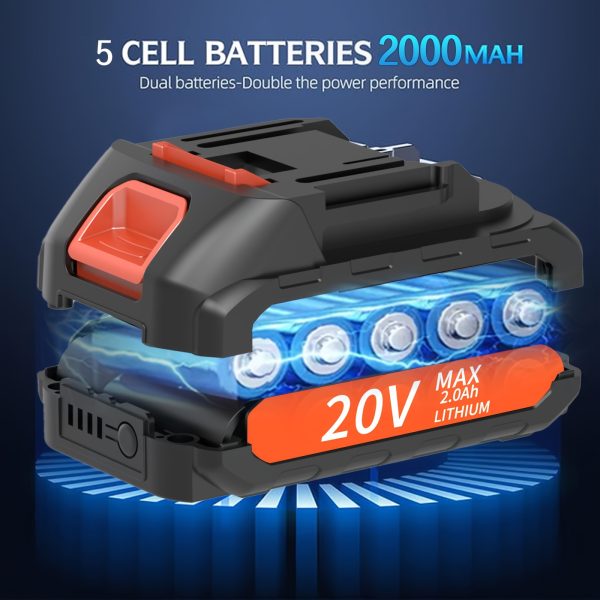 20V Cordless Heavy-Duty Air Dryer, Blower with Fast-Charging - Powerful 1000g Blast, 0-31000 RPM, Dual 2000mAh Batteries, for Indoor/Outdoor, Pet Hair, Snow, Dust, Leaves - Ideal Gift for Home, Garage, Workshop, and Pet Owners, Outdoor Cleaning Tool, Ergonomic Handle Design, Efficient Airflow, Multifunctional Dryer, Workshop Professionals - Image 8