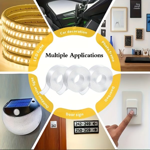 6/3pcs Super Strong Double-sided Tape, Heavy-duty Nano Double-sided Tape, Reusable, Seamless And Washable Transparent Double Tape, Strong Adhesive Strip, Suitable for Homes, Offices And Cars - Image 3