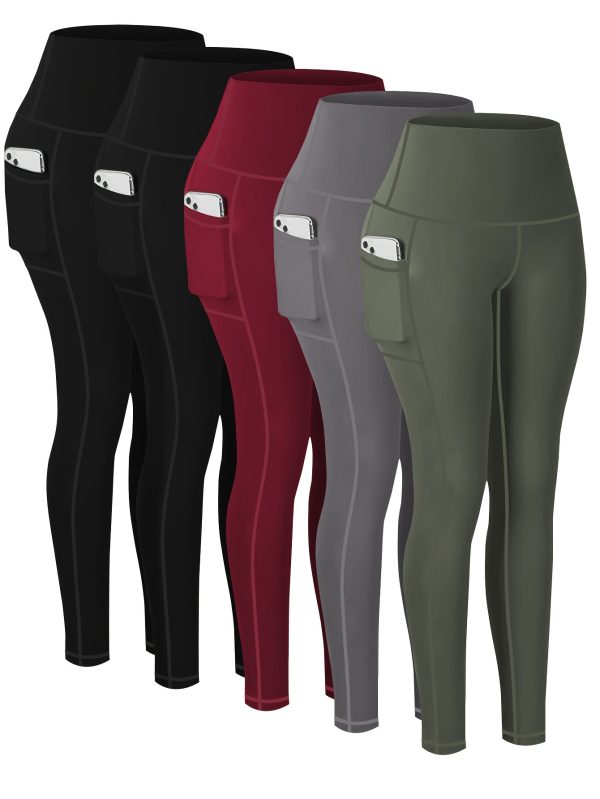 5-Pack Plus Size Sports Leggings For Women, High-Waisted Cropped Yoga Pants With Pockets, Fitness Running Compression Tights - Breathable & Moisture-Wicking Fabric - For Spring & Autumn - Ideal for Yoga, Running & Fitness - Perfect Gift for Active Women - Image 8