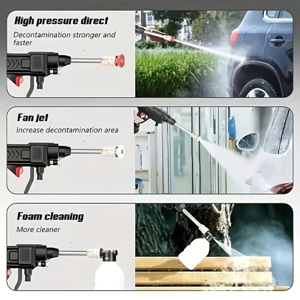 High-Pressure Wireless Car Wash Kit with 5m Long Tube - Rechargeable High-Power Battery, Adjustable Spray Nozzle, Tool Box Included - Ideal for Outdoor & Vehicle Cleaning, Car Wash Accessories - Image 3