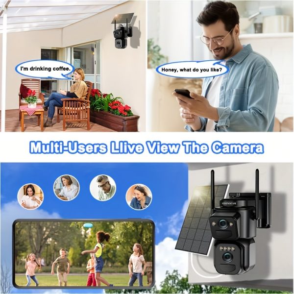 High Quality [10x Zoom] 360-degree Low-power CCTV Solar Panel Battery 2K WiFi Camera with Spotlight Alarm, Motion Detection, Color Night Vision, Two-way Audio - Image 9