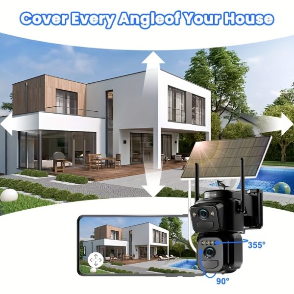 High Quality [10x Zoom] 360-degree Low-power CCTV Solar Panel Battery 2K WiFi Camera with Spotlight Alarm, Motion Detection, Color Night Vision, Two-way Audio - Image 10