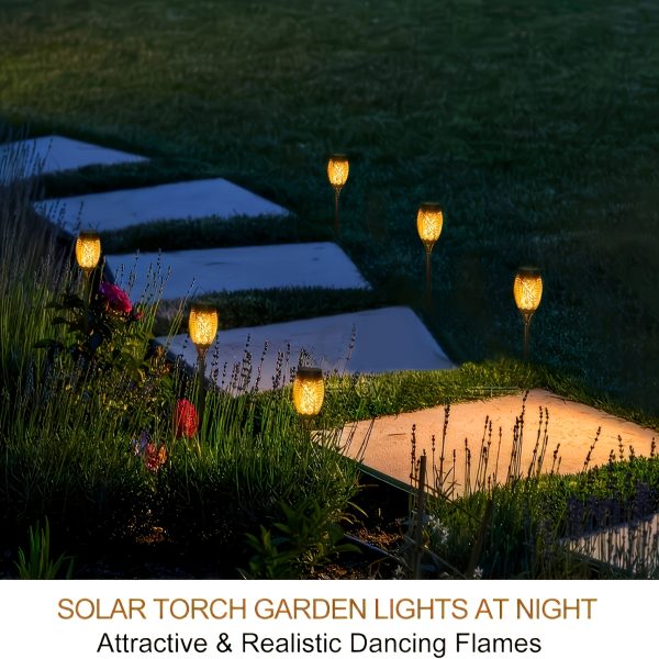 6/10pcs Outdoor Solar Torch Lights with Flickering Flame Effect, & Heat Resistant, Auto On/Off Solar Powered Path Lights for Garden, Lawn, Patio, Driveway Landscape Lighting, Solar Powered Outdoor Lights, Durable Plastic Body - Image 5