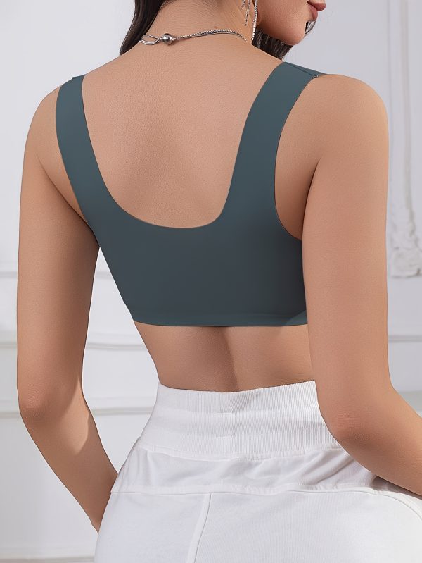 [Wire-Free Bra] Wire-Free Women's Solid Color Front Closure Bra | Shell Pattern Trim, Integrated Wide Shoulder Straps, Non-Removable Pads, 5 Colors to Choose from, Meeting Multi-Environment Four Seasons Wear - Image 9